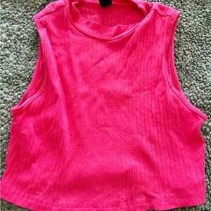 SHEIN Neon Pink Ribbed Mock Neck Crop Tank. Size Medium. BNWOT